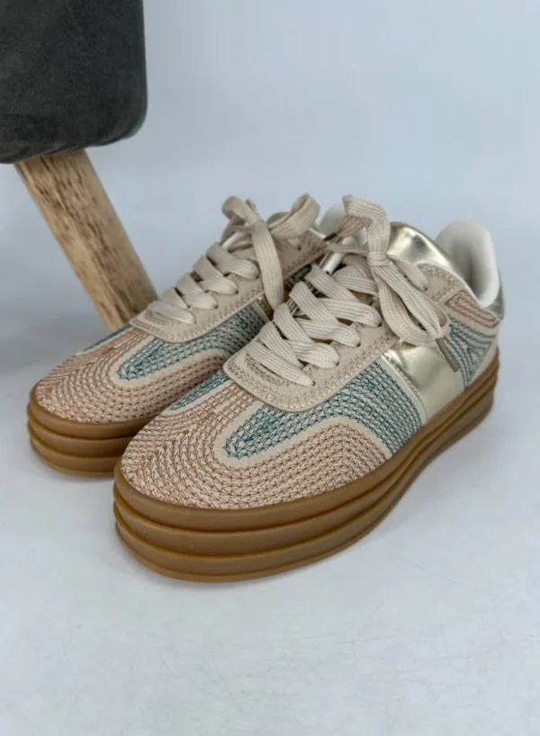 Sneaker met stiksels arrow gold (24039)