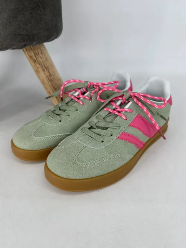 Sneaker met veters green/red (G3035)