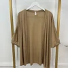 Soepel vallend glans vest met vleermuis mouw camel
