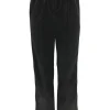 Suedine broek met panterprint bies en naad zwart (SALE)