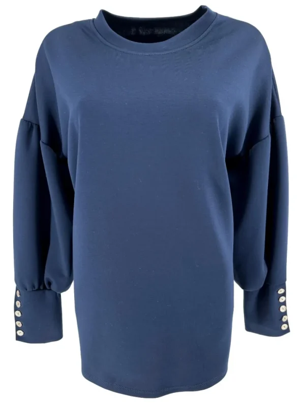 sweater met 5 knoopjes op de mouw donker blauw (GTS)