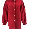 Teddy jas met opstaande boord en stiksel band Claire bordeaux. SALE