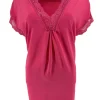 Top met kanten v-hals en mouw Trix fuchsia
