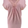 Top met kanten v-hals en mouw Trix licht roze