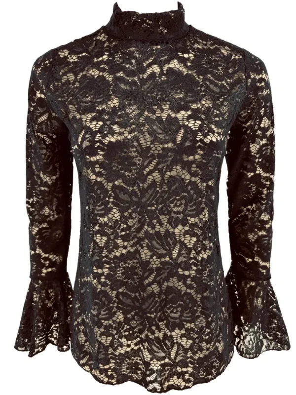 Top van kant met knopen op de rug en MATEN Rose zwart (SALE)