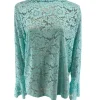 Top van kant met uitlopende mouw Vera mint (SALE)