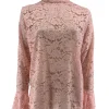 Top van kant met uitlopende mouw Vera licht roze (SALE)