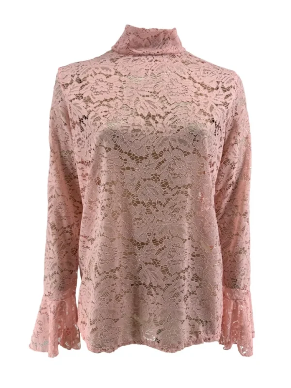 Top van kant met uitlopende mouw Vera licht roze (SALE)