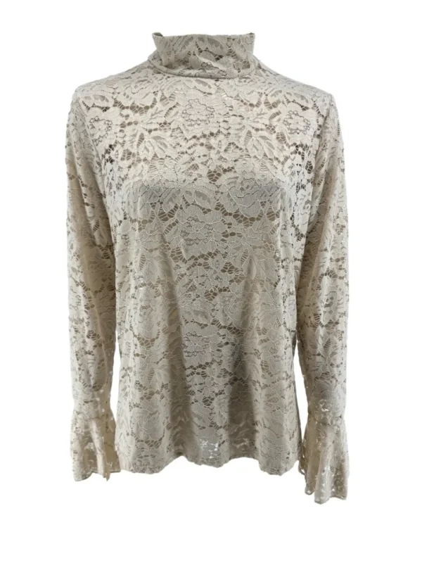 Top van kant met uitlopende mouw Vera beige (SALE)