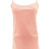 Top van travelstof met spaghetti bandjes roze