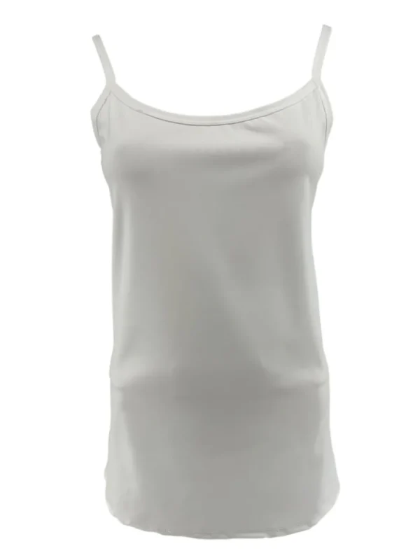 Top van travelstof met spaghetti bandjes off-white
