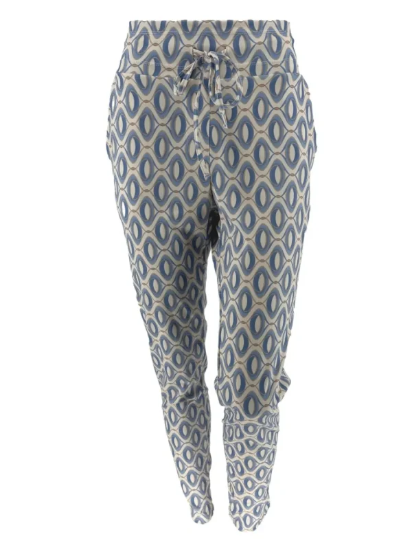 Travelstof broek met aansluitende broekspijp Bibi Ovals licht blauw