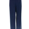 Travelstof broek met rechte broekspijp donker blauw