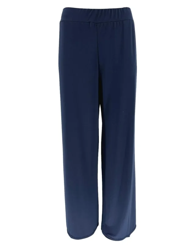 Travelstof broek met rechte broekspijp donker blauw