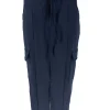 Travelstof rok met koord in de taille en zakjes donker blauw (BFT)