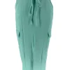 Travelstof rok met koord in de taille en zakjes mint (BFT) SALE.STD