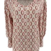 Travelstof shirt met v-hals en lange mouw Ovals zalm/ apricot