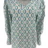 Travelstof shirt met v-hals en lange mouw Ovals turquoise