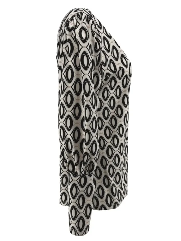 Travelstof shirt met v-hals en lange mouw Ovals zwart