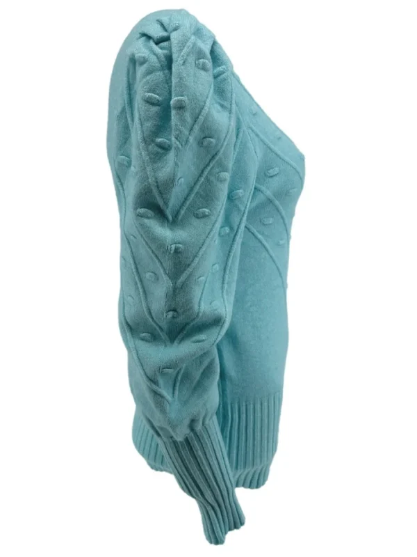 Trui met bolletjes reliëf Patricia turquoise (TUS)