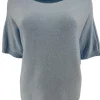 Trui met kleine rib aan de mouw Cleo licht blauw