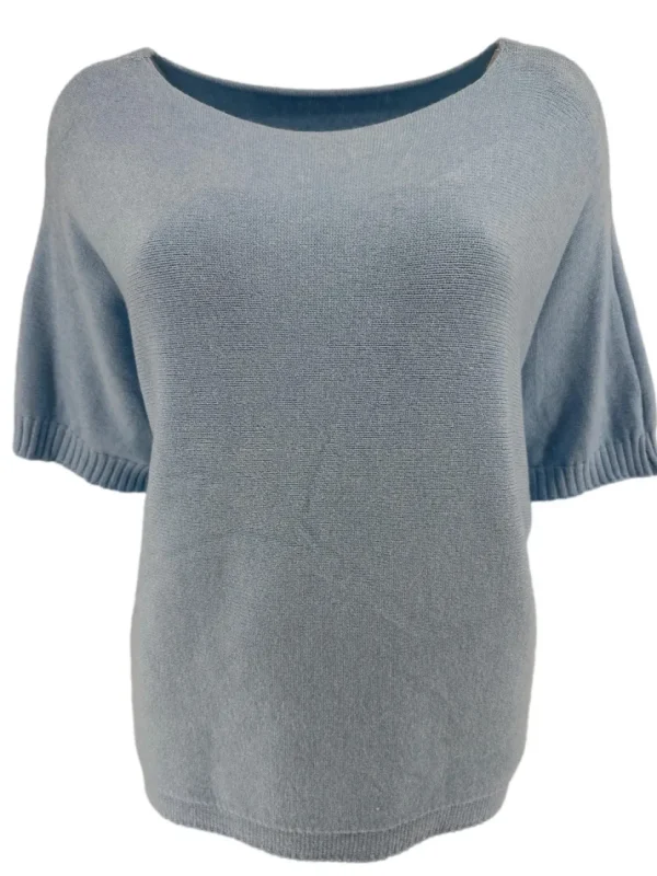 Trui met kleine rib aan de mouw Cleo licht blauw