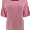 Trui met kleine rib aan de mouw Cleo licht roze