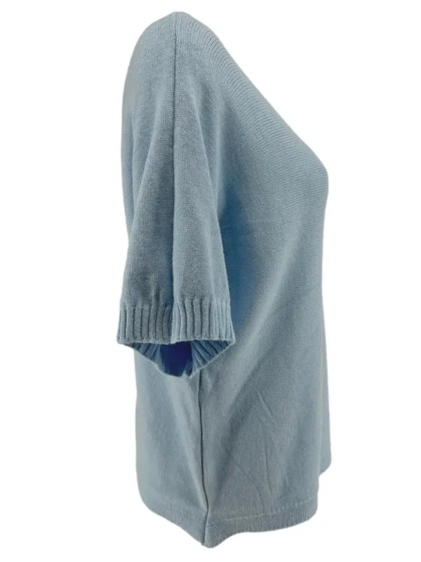 Trui met kleine rib aan de mouw Cleo licht blauw