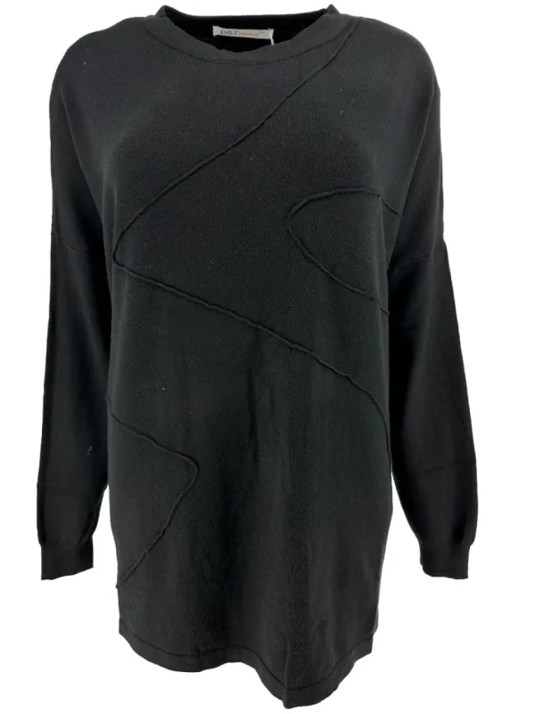 Trui met lange mouw en draad detail zwart (DZ-8942)