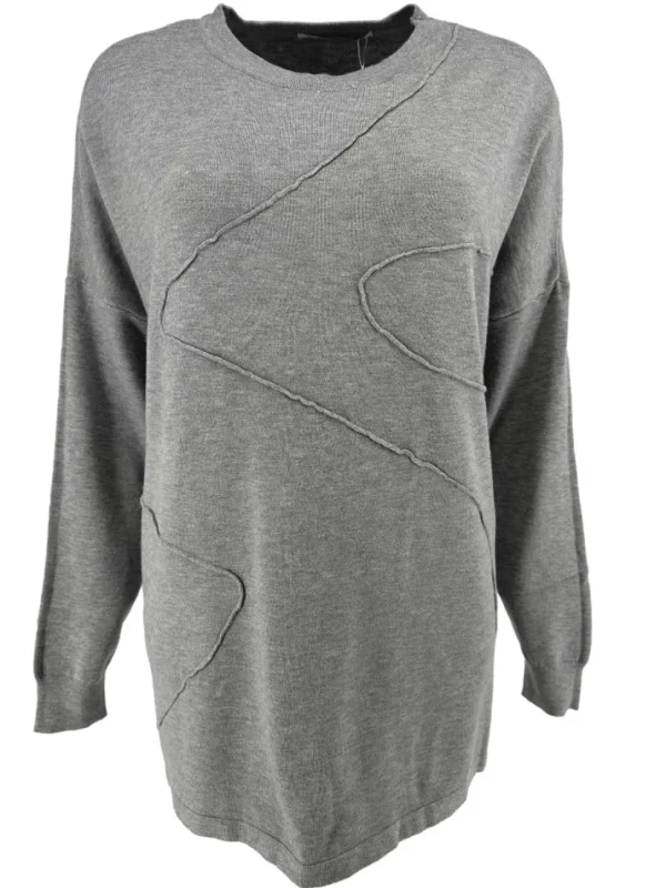 Trui met lange mouw en draad detail grijs (DZ-8942)