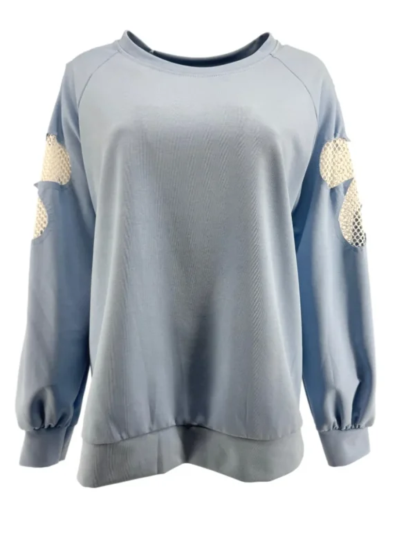 Trui met mesh flower op de mouw blauw (SW)