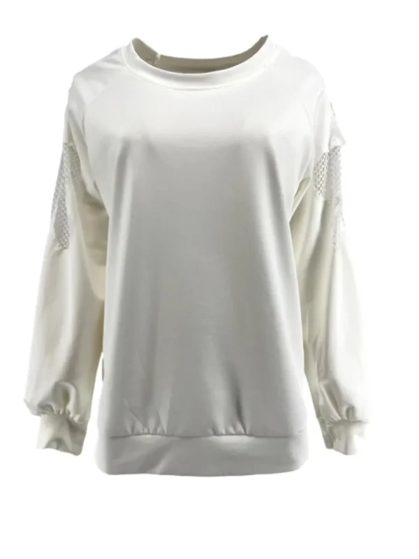 Trui met mesh flower op de mouw off-white (SW)