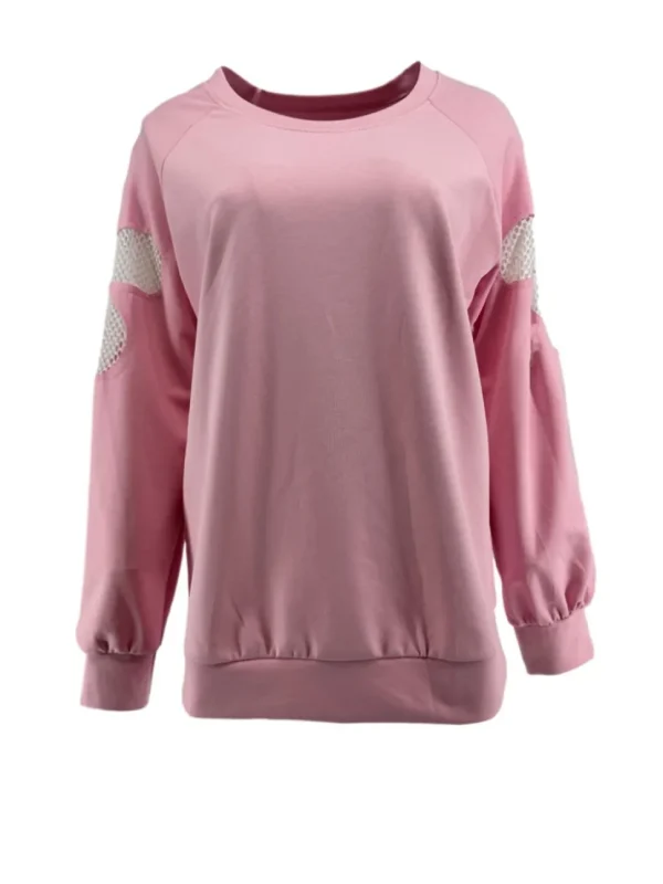 Trui met mesh flower op de mouw roze (SW)
