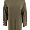 Trui met opstaande kraag en knopen op de mouw army (8503PL). SALE