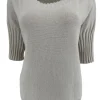 Trui met rib aan de hals en mouw Toet beige
