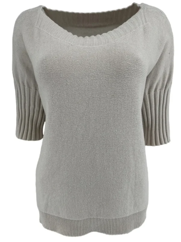 Trui met rib aan de hals en mouw Toet beige