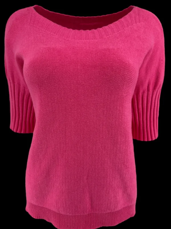 Trui met rib aan de hals en mouw Toet fuchsia