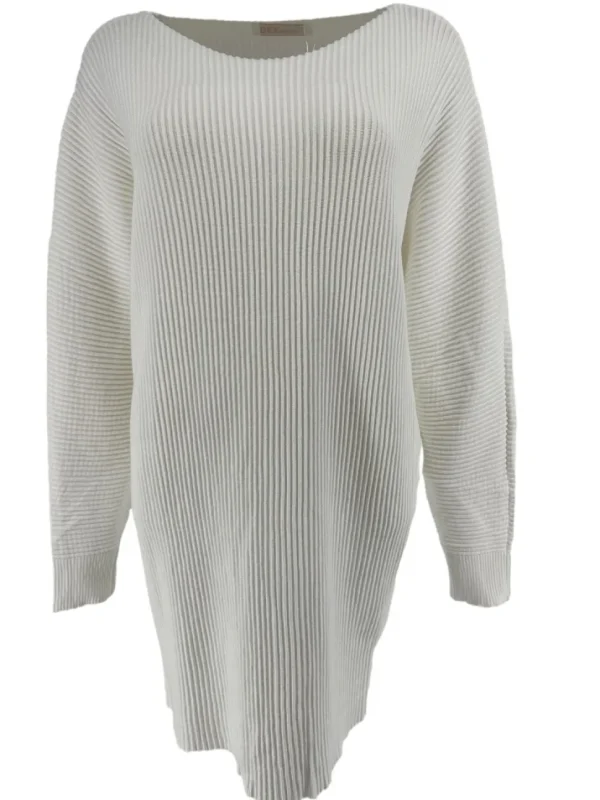 Trui volledig geribbeld met ronde hals off-white (DZ-8948)
