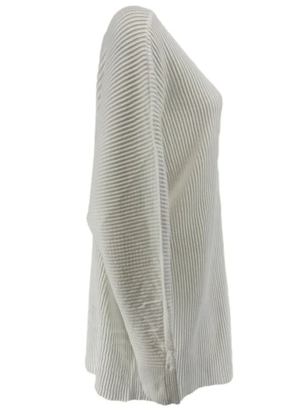 Trui volledig geribbeld met ronde hals off-white (DZ-8948)