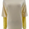 T-Shirt met kanten mouw Pien geel