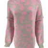Tuniek met opstaande kraag en naad op de mouw panterprint licht roze