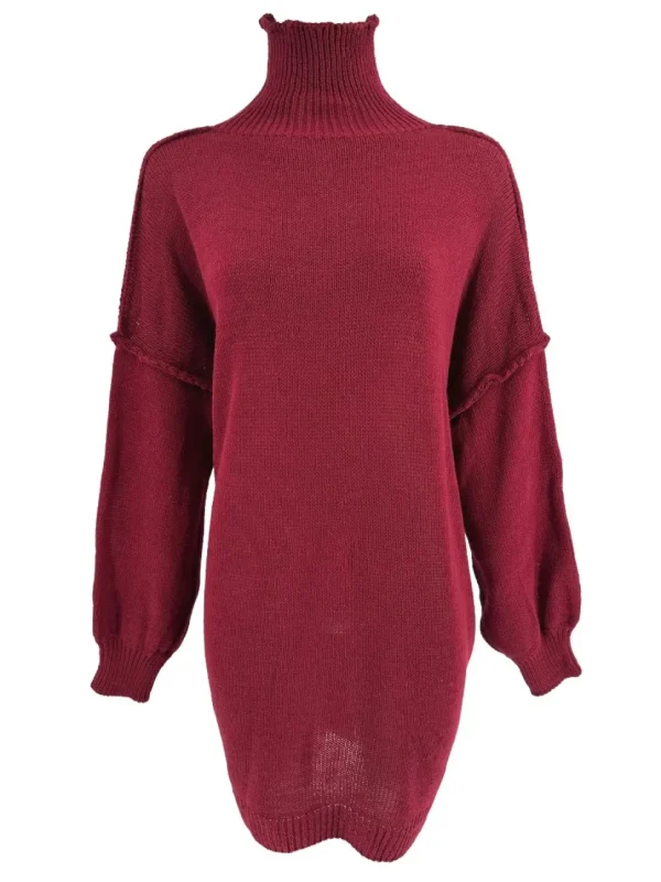 Tuniek met opstaande kraag en naad op de mouw Steffie bordeaux