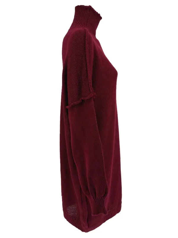 Tuniek met opstaande kraag en naad op de mouw Steffie bordeaux