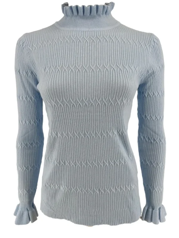 Turtleneck trui met froezel aan de hals Froetie GOTIEK licht blauw