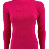 Turtleneck trui met froezel aan de hals Froetie GOTIEK fuchsia