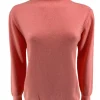 Turtleneck trui met froezels Viola koraal (TUS)