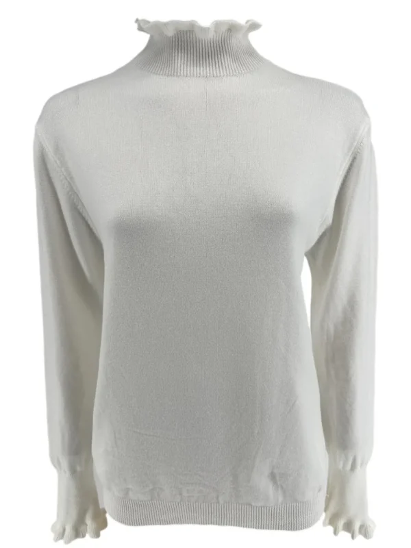 Turtleneck trui met froezels Viola off-white (TUS)