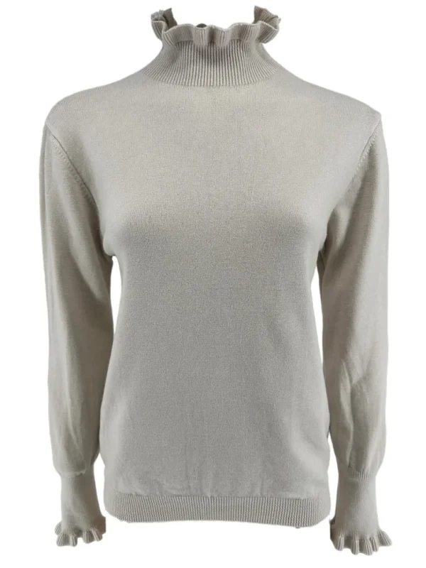 Turtleneck trui met froezels Viola beige (TUS)