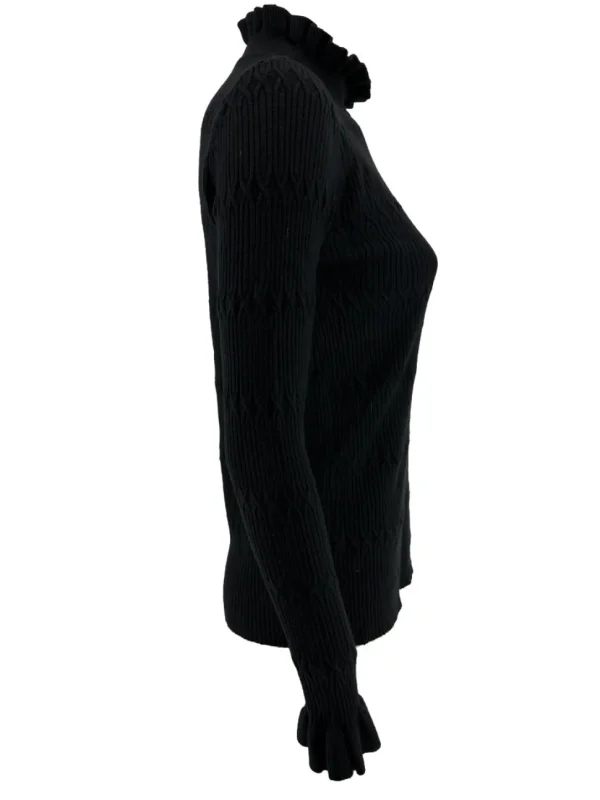 Turtleneck trui met froezel aan de hals Froetie GOTIEK zwart