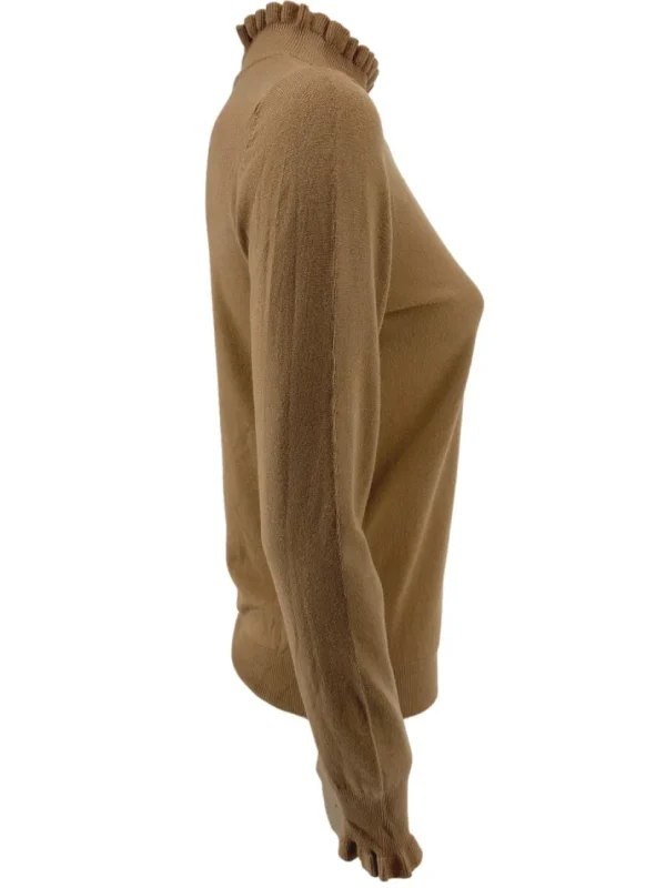 Turtleneck trui met froezel aan de hals en mouw Froetie camel